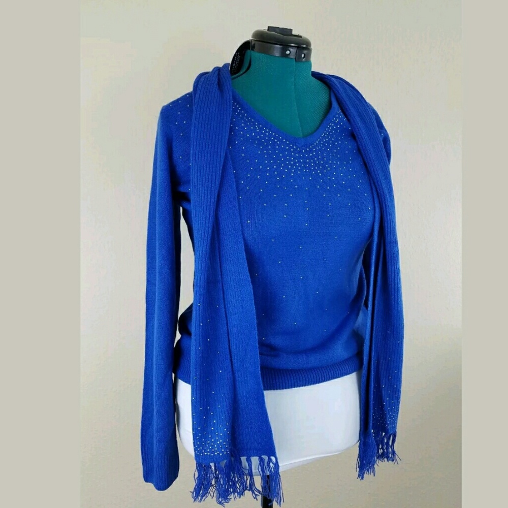 2 in 1 Sweater Scarf Set Sparkle Studded